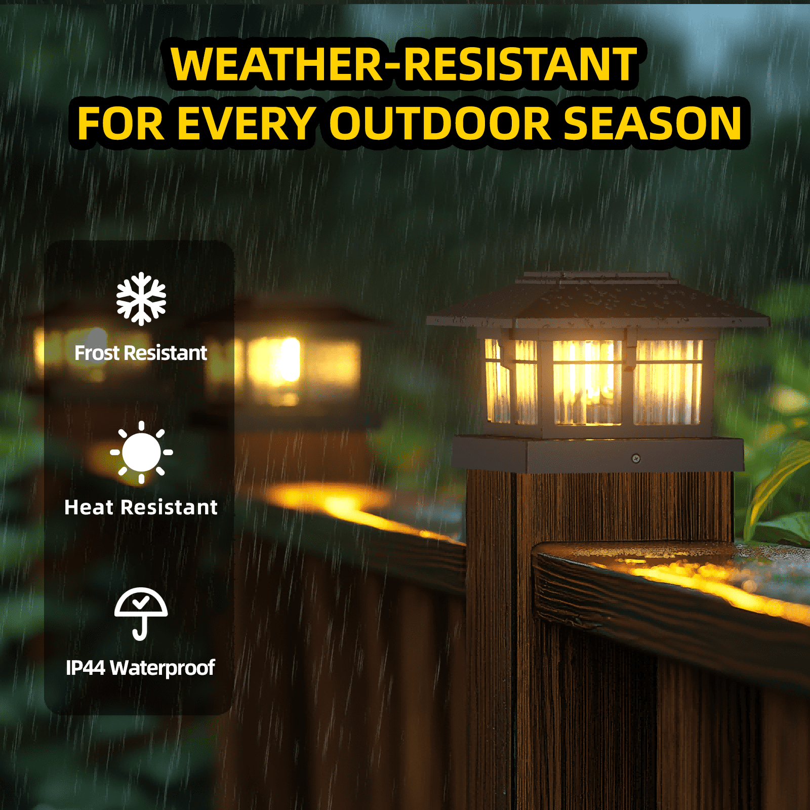 4x4 Solar Post Cap Lights, 6 Pack Fence Deck Post Lights Outdoor Solar Powered Waterproof with Two Light Modes Warm&Cool White for Garden Patio Decor (Black, 6)