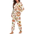 thumbnail image 4 of HELLHERO Thanksgiving Sleepwear fo Women Pumpkin Printed Fall Pajama Crewneck Pjs Set Maple Leaves Printed Nightwear Long Sleeve Tops Jogger Pants Pajama Sets, S, 4 of 5