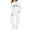 White-C, variant on Kids 2 Piece Sweatsuit Set Hooded Print Sweatshirts Elastic Waist Jogger Pants Casual Sports Outfits With Pockets (160, White-C)