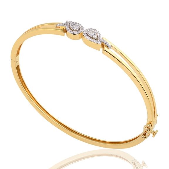 Sparkle Jewels Round Cut Cubic Zirconia Women's Bangle Bracelet 14K Yellow Gold Finish