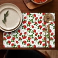 thumbnail image 5 of Red Strawberry Plants Fruit Flower White Pattern Summer Placemats Table Placemats Set Of 4-Linen Kitchen Washable Placemats Table Mats 11.8"x17.7" Non-Slip Heat Resistant, 5 of 6