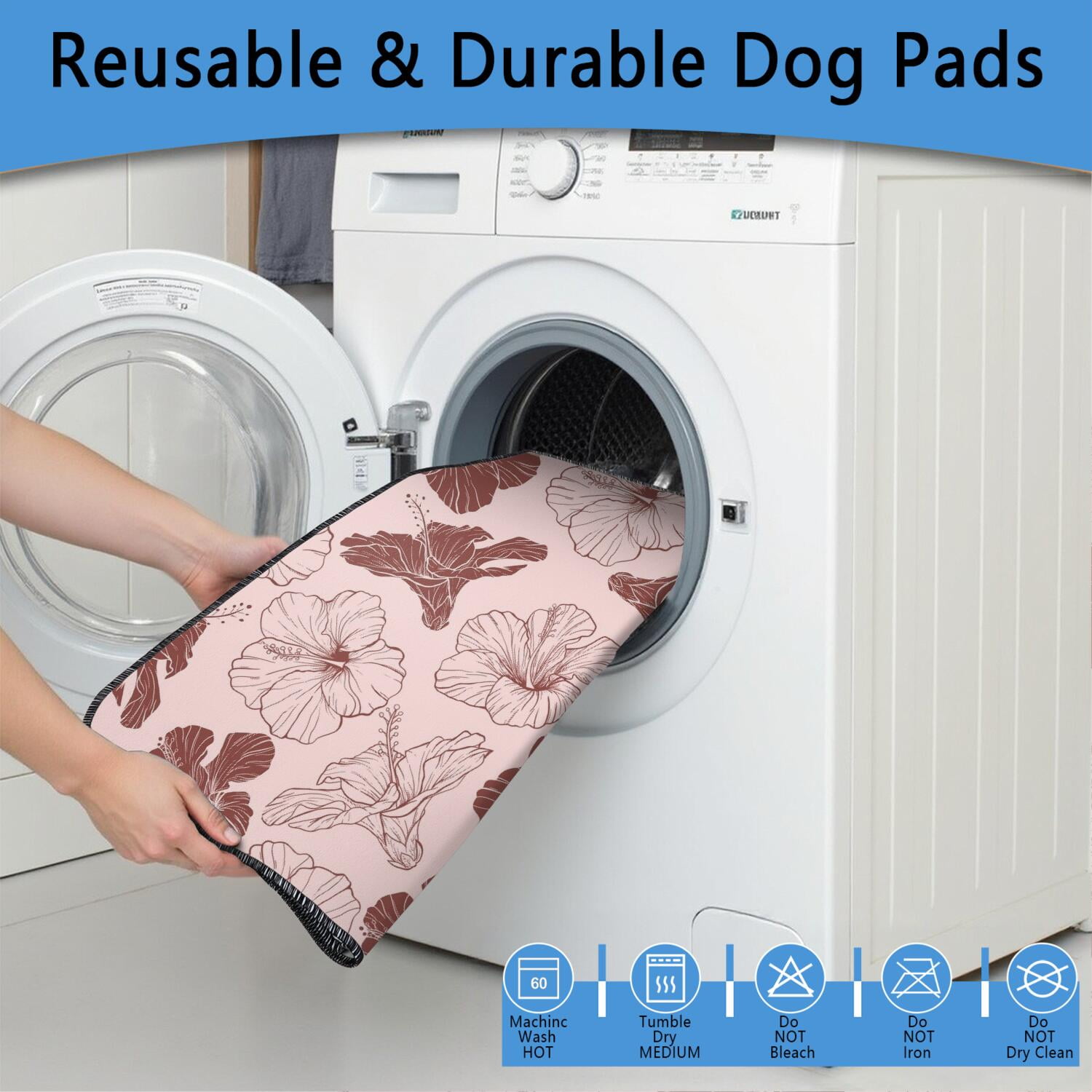 2-Count Extra Large Floral Design Pet Training Mats, Washable Reusable Dog Pee Pads 48x48 Inches, Non-Slip Housebreaking Pads for Large Breed Puppy Indoor Potty Area