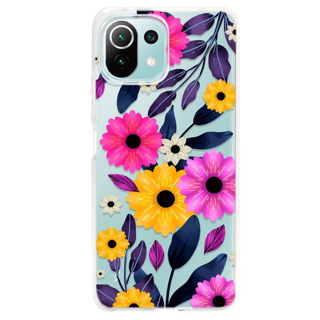 Funda para Xiaomi Mi 11 Lite 5G InstaCase Uso rudo Flores Amarillas y Magentas