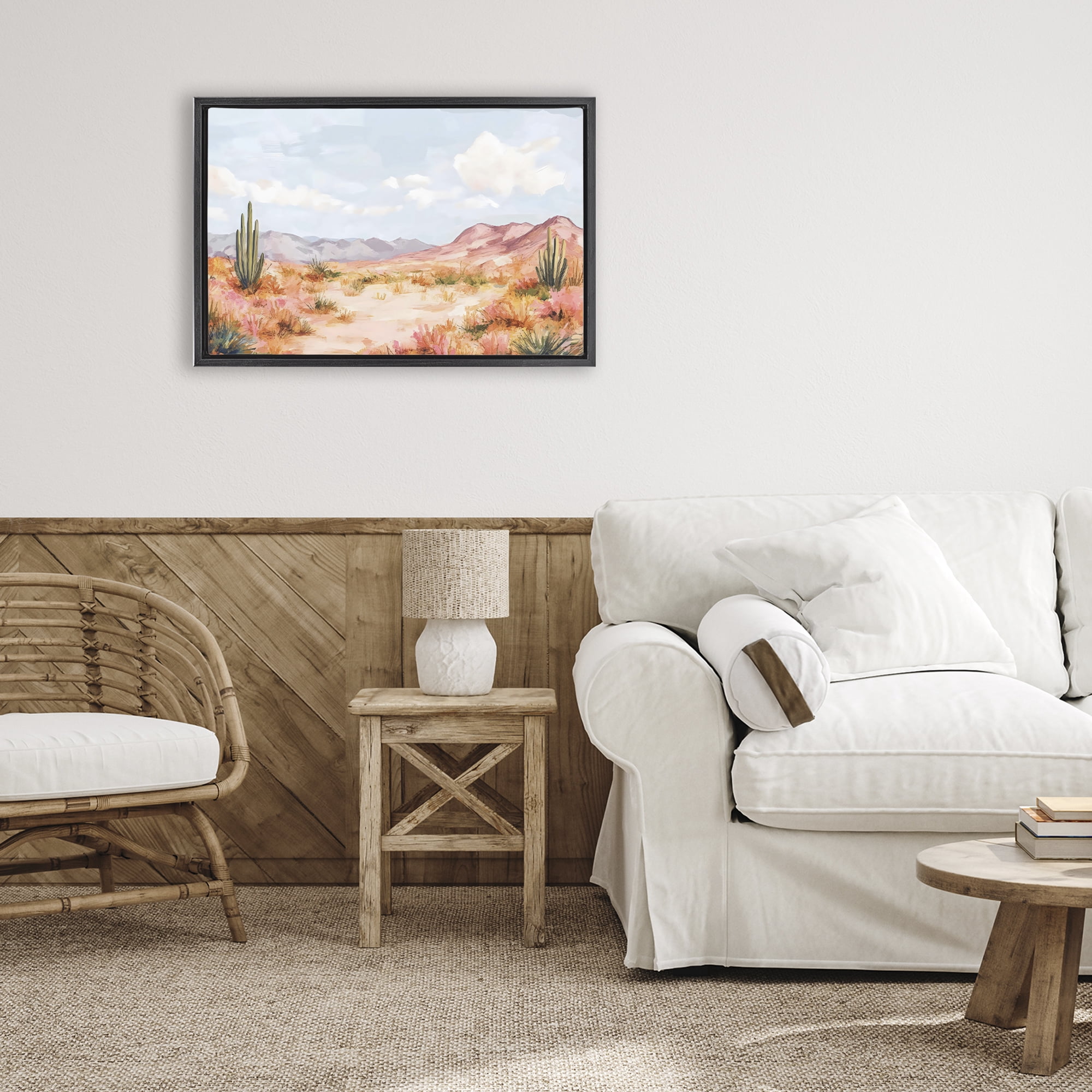 Stupell Industries Pastel Desert Dream Sunset Black Framed Floater Canvas Wall Art, design by Creative Studio