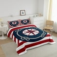 thumbnail image 3 of Erosebridal Compass Life Buoy Bedding Comforter Set, Red White Geometric Stripe Down Comforter, Nautical Room Decorative, Reversible 2 Pieces, 3 of 6