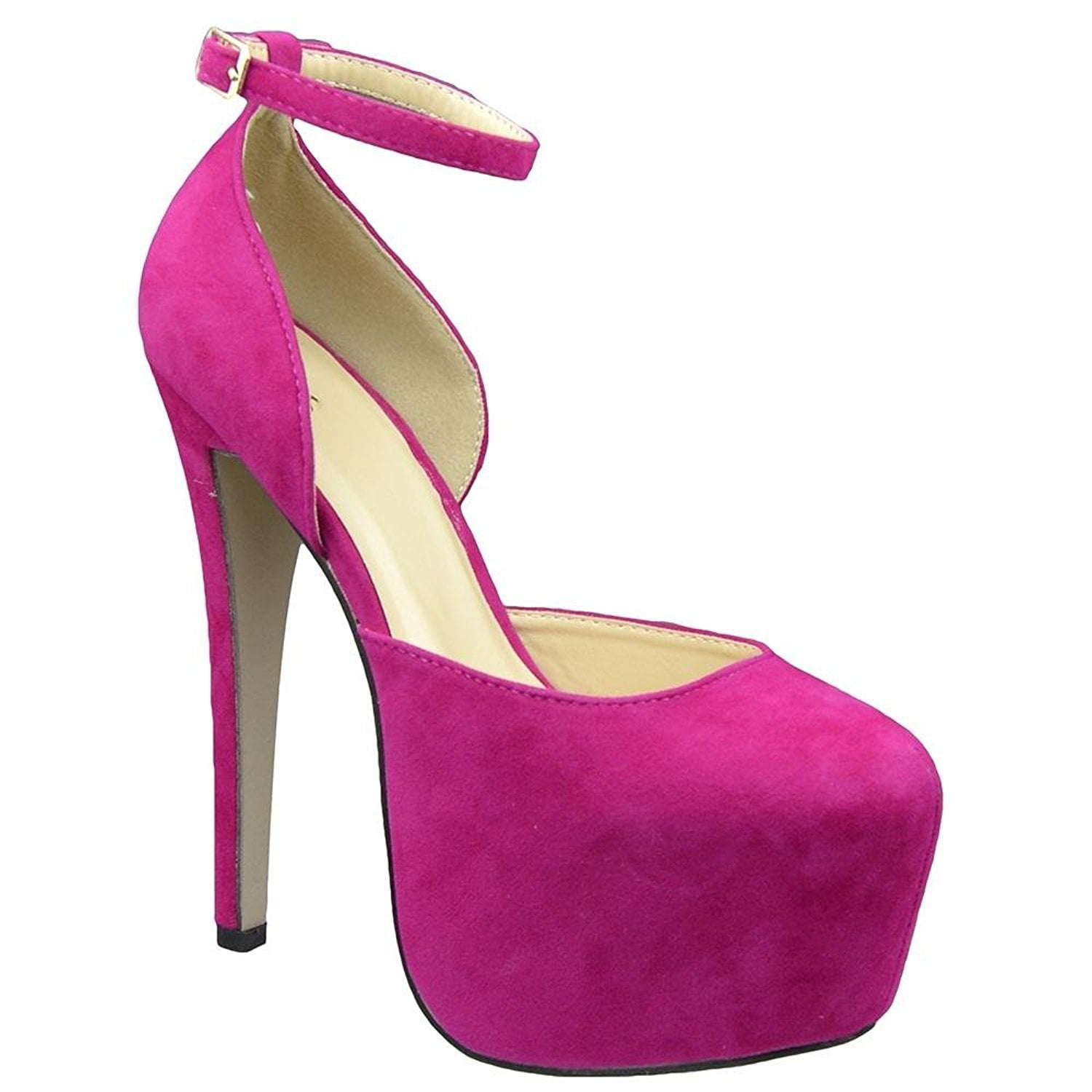 Hot Pink Platform Pump Womens Stiletto Heels Women's Ankle Strap - 6.5 ...