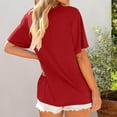 thumbnail image 3 of UAMVSH Tops for Women Casual Summer Fall Simple Shirts Soft Baggy Crew Neck Half Sleeve Blouses Classic Ladies Daily Outfits(Medium,Red), 3 of 6