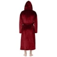thumbnail image 6 of Sewkxo Mens Robes with Hood Flannel Fleece Bathrobe Full Length Plush Robe Coat Soft Warm Fleece Shower Spa Long Robe,Deep Red 3XL, 6 of 7