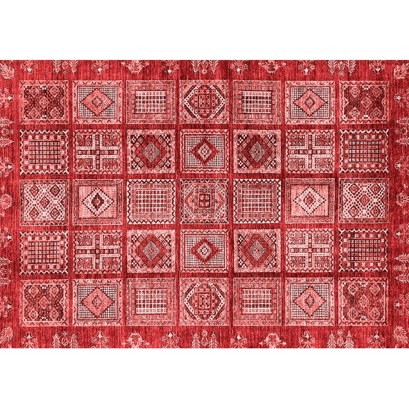 Ahgly Company Machine Washable Indoor Rectangle Abstract Red Modern Area Rugs, 8' x 12'