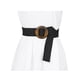 thumbnail image 4 of Cinturones de tejido elástico para mujeres INSPIRE CHIC, hebilla de madera de ratán de paja, cinturón ancho elástico para vestido negro de 60 a 85 cm, 4 of 4