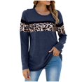 thumbnail image 1 of Haut Mode Femme Confortable Col Rond Imprimé Manches Longues Mélange Coton (Bleu, m), 1 of 4