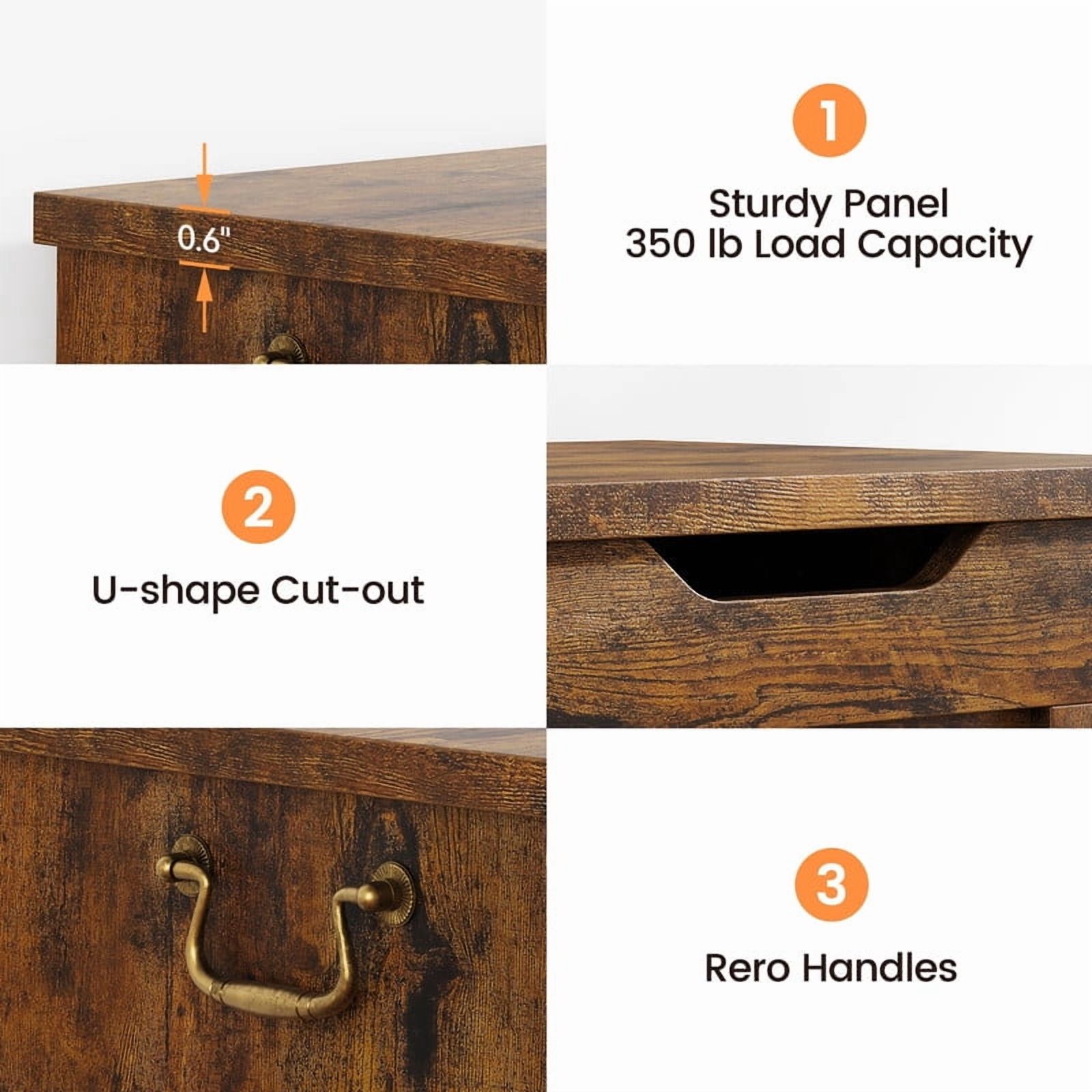 39.4" Storage Chest for Bedroom, Farmhouse Storage Trunk Toy Chest Box with Safety Hinge, Wooden Storage Bench for Living Room, Entryway, Supports 350 lbs, Rustic Brown