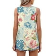 thumbnail image 4 of UPPADA Camisoles d'Été pour Femmes à Imprimé Floral, Col Ras du Cou, Sans Manches, Chemises Décontractées à Ourlet Fluide, Jolis T-Shirts, Chemises Coupe Ample, Hauts Confortables Multicolores, 3TG, 4 of 7