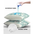 thumbnail image 4 of Pack of 2 Outdoor Pillow Covers, Sage Green Ethnic Flower and Plant Printing Waterproof Square Throw Pillowcase Cushion Decorative Pillow Covers for Couch Patio Tent, 18x18 in, 4 of 6