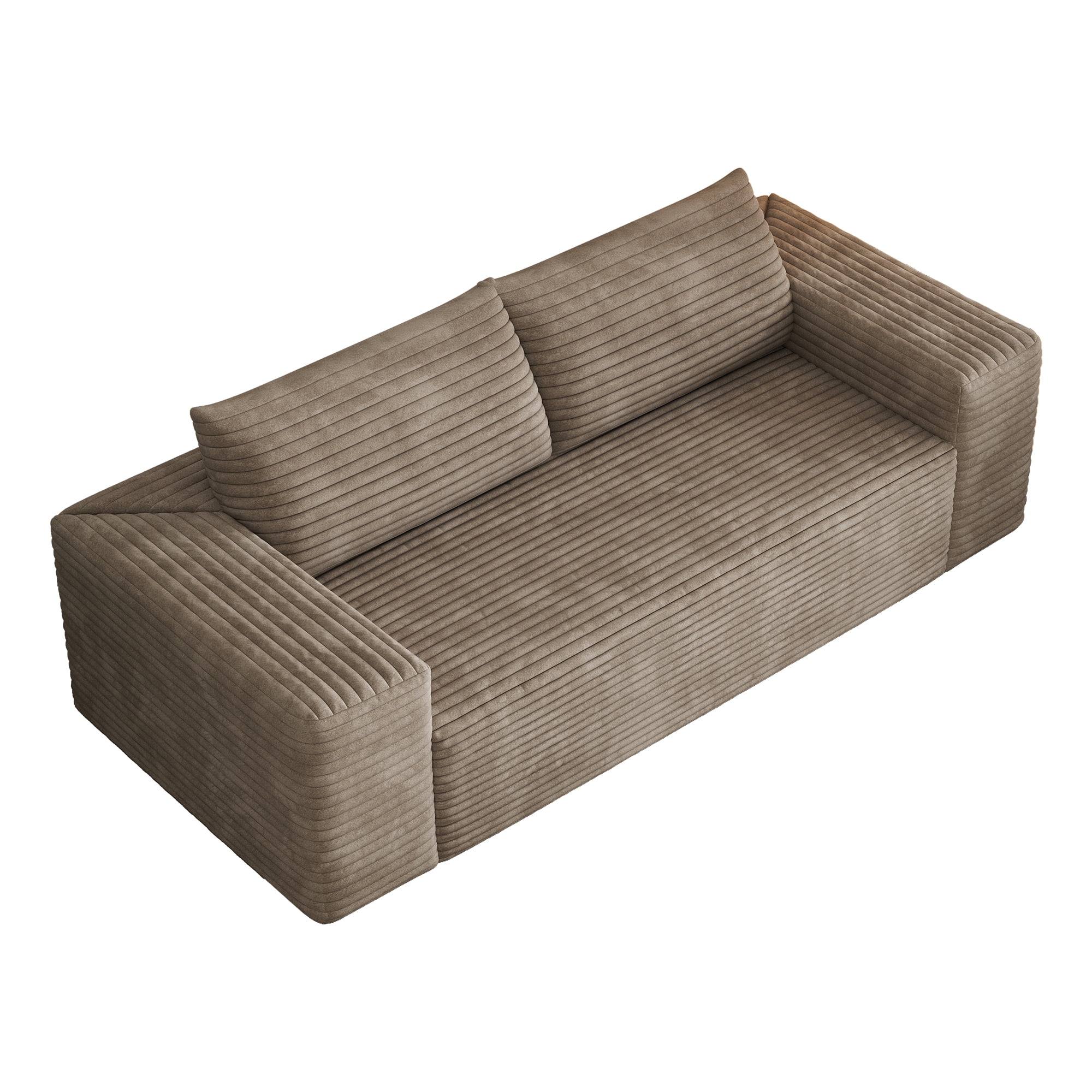 Aukfa 78.8" 3 Seater Couch, Corduroy Upholstered Deep Seat Couch, No Assembly Comfy Sofa for Living Room, Bedroom, Apartment, Camel