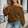 thumbnail image 4 of Bibifish Womens Sweatshirts Oversized Fleece Lined Off Shoulder Sweatshirts Casual Long Sleeve Streetwear Ladies Trendy Pullover Tops, 4 of 7