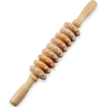 Loghot Manual Wooden Fascia Massage Roller Trigger Points, Wood Therapy Muscle Roller Massage Stick