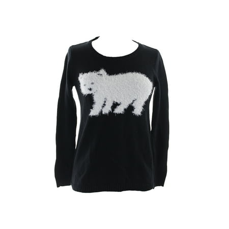 Style & Co. Petite Black Polar Bear Pullover Sweater PS