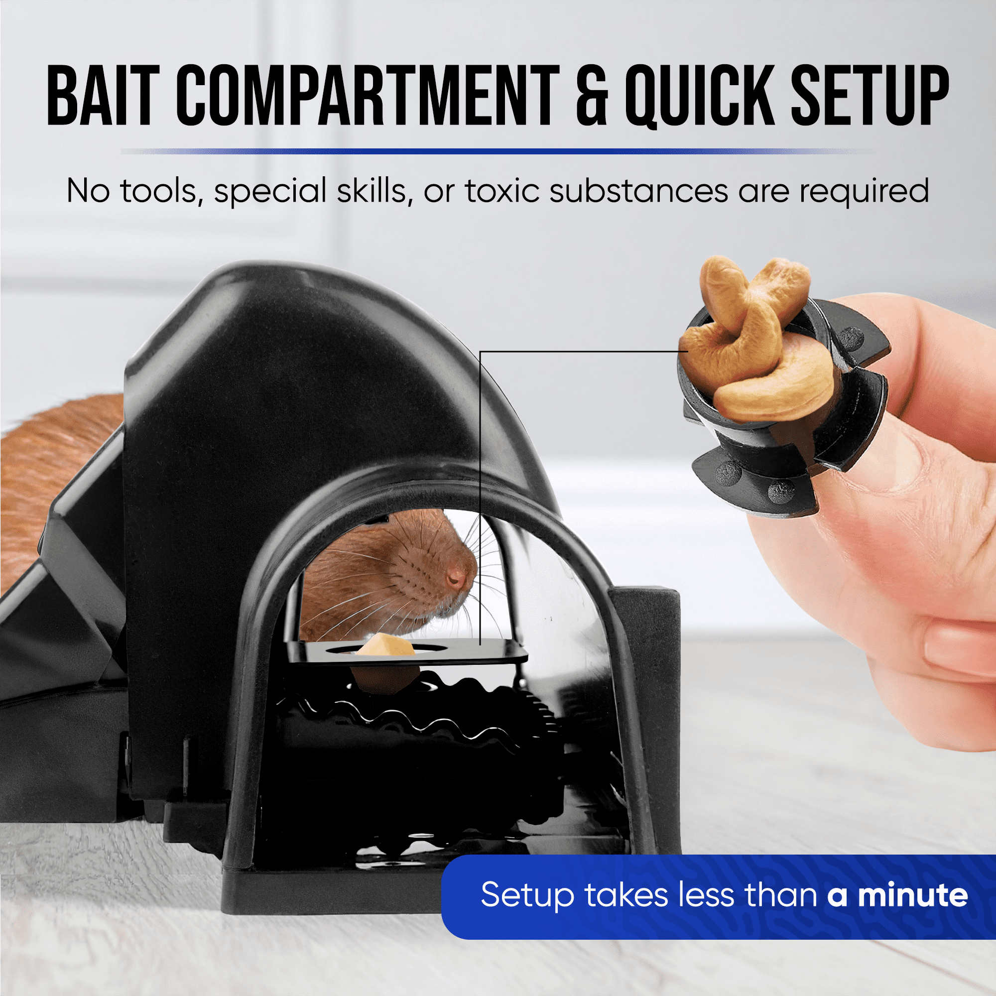 Rat Trap Indoor & Outdoor Humane Reusable No-Touch Rat & chipmunk Trap - set of 2
