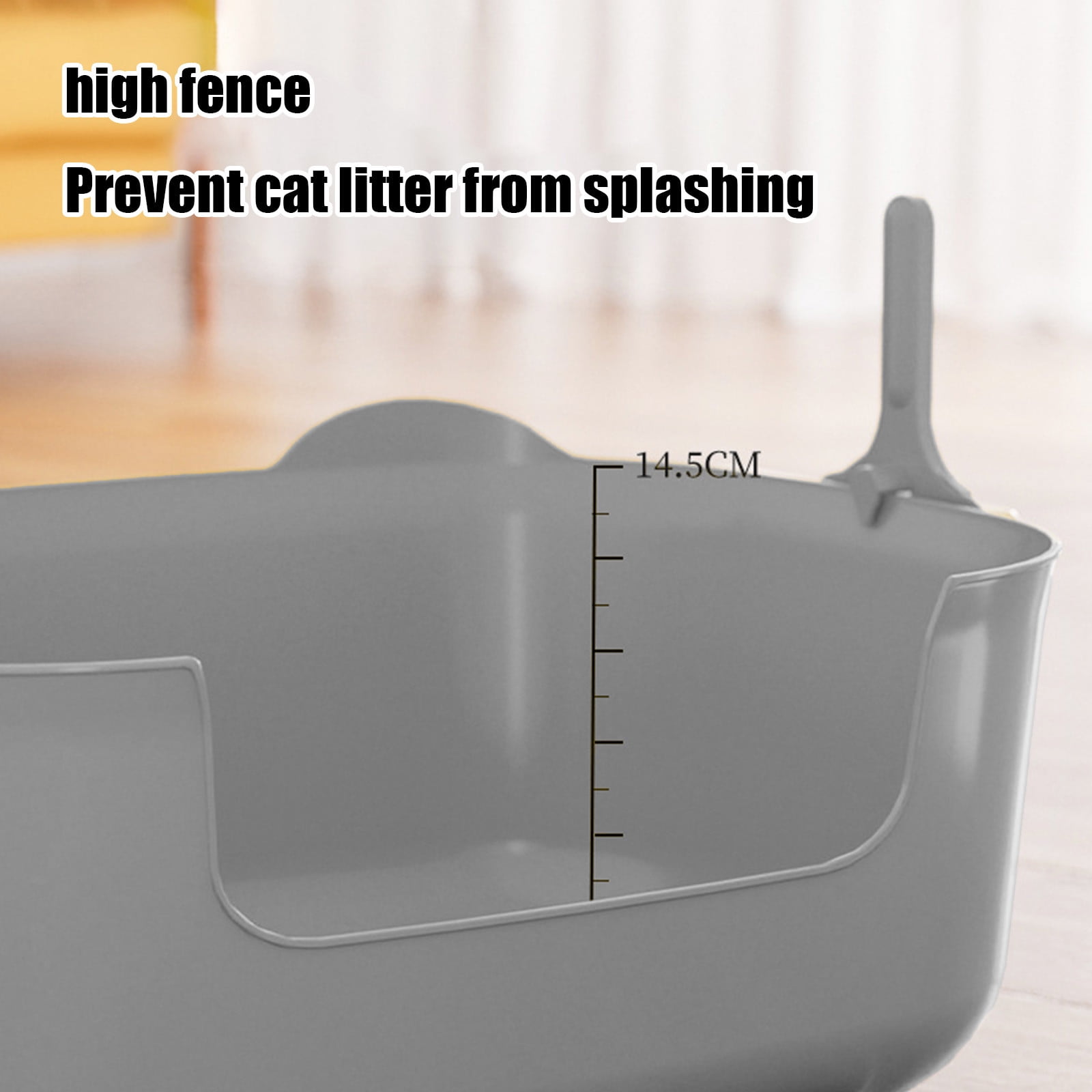 Large Cat Litter Box with High Sides, Open Kitty Litter Boxes Anti-Splashing for Indoor Cat Low Entry Cat Litter Pan for Small and Elderly Cats, Tool-Free Assembly