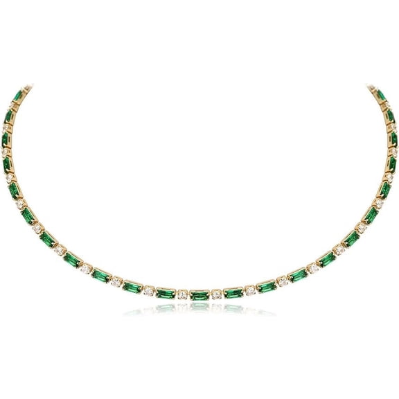 Emerald tennis necklace silver gold wedding engagement gift for mother women man