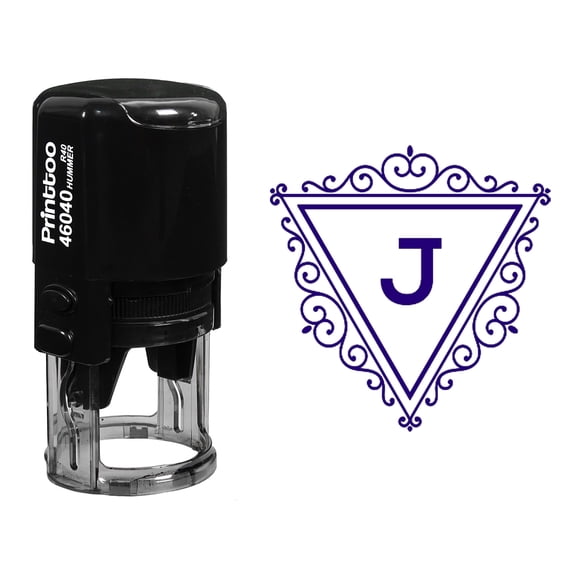 Printtoo Office Stationary Triangle Swirl Border J Alphabet Monogram Initial R-40 Self Inking Rubber Stamp