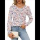thumbnail image 2 of Blusas Plisadas de Larga Abullonada para Mujer, Cuello Redondo, Elegantes, Informales, Holgadas, para Invierno y . Floral Rosa S, 2 of 6