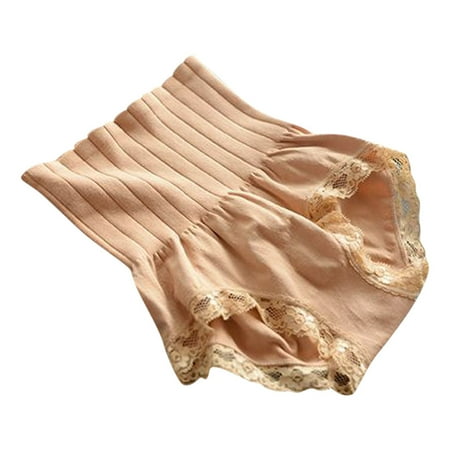 

EHTMSAK Womens Breathable Comfort Underwear Lace High Waist Panties Tummy Control Soft Briefs Khaki One size