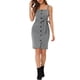 thumbnail image 1 of INSPIRE CHIC Vestido Pinafore Lápiz Elegante de Cuadros con Botones y Cintura Ajustable en Negro y Blanco, 1 of 4