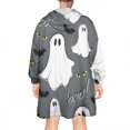 thumbnail image 2 of Wearable Oversized Blanket,Halloween Ghost Eyes Pattern Wearable Blanket Hoodie for Adults,Cozy Hooded Blankets with Super Pockets,Super Warm Fuzzy Pullover for Women & Men, 2 of 6