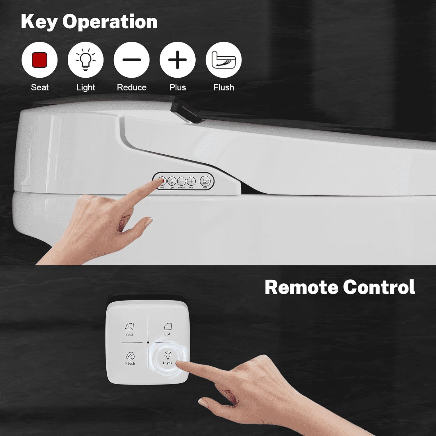 Smart Toilet with Heated Seat and Night Light, Tankless Toilet, Modern One-piece Toilet Standard Comfort Height Toilet with Auto Flush, Automatic Opening and Closing of Flap/Seat, Slow Close
