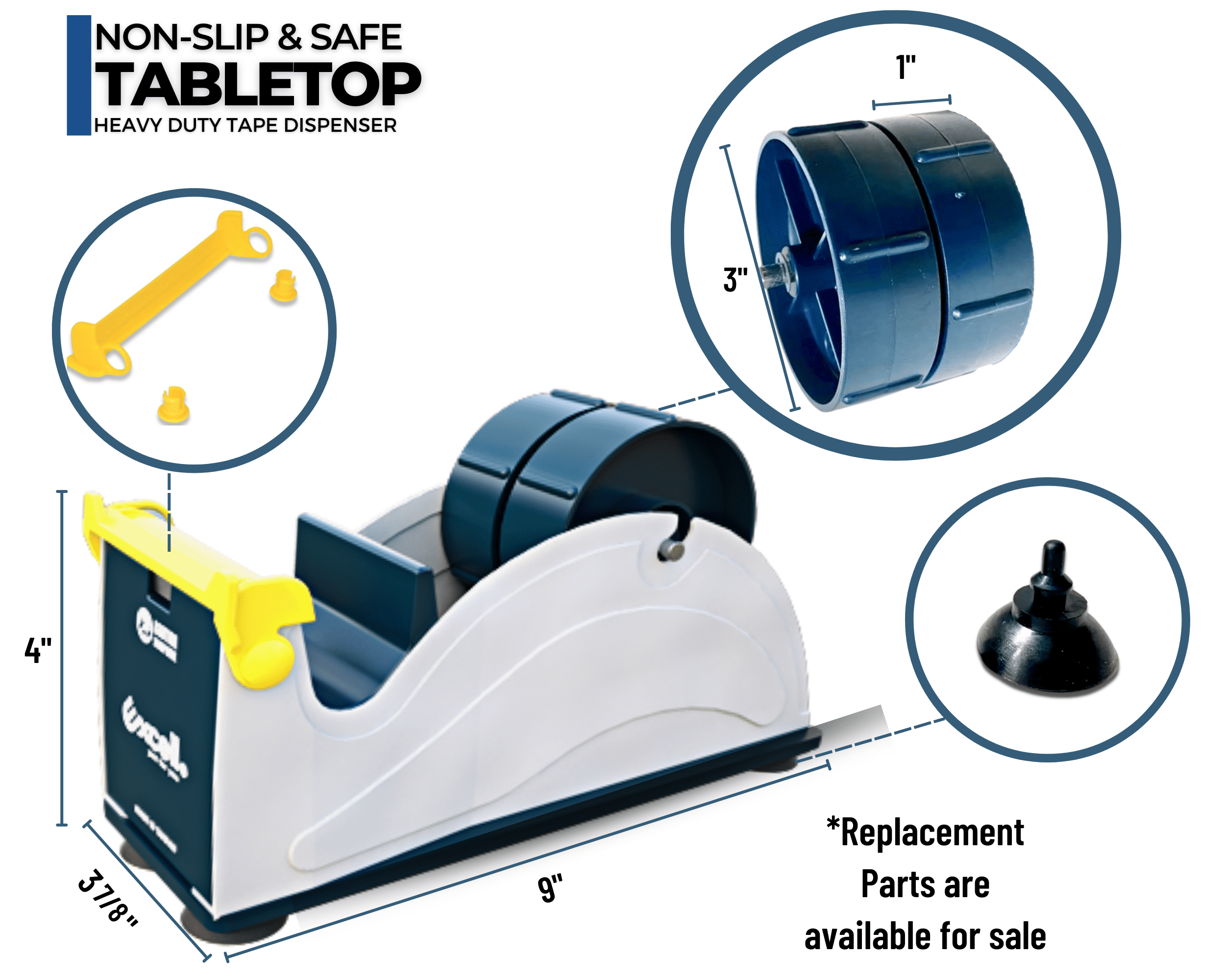 Excell ET-12271 Premium EXTRA WIDE™ Multi-Rolls Steel Desktop Tape Dispenser (2" Wide, 3" Core)