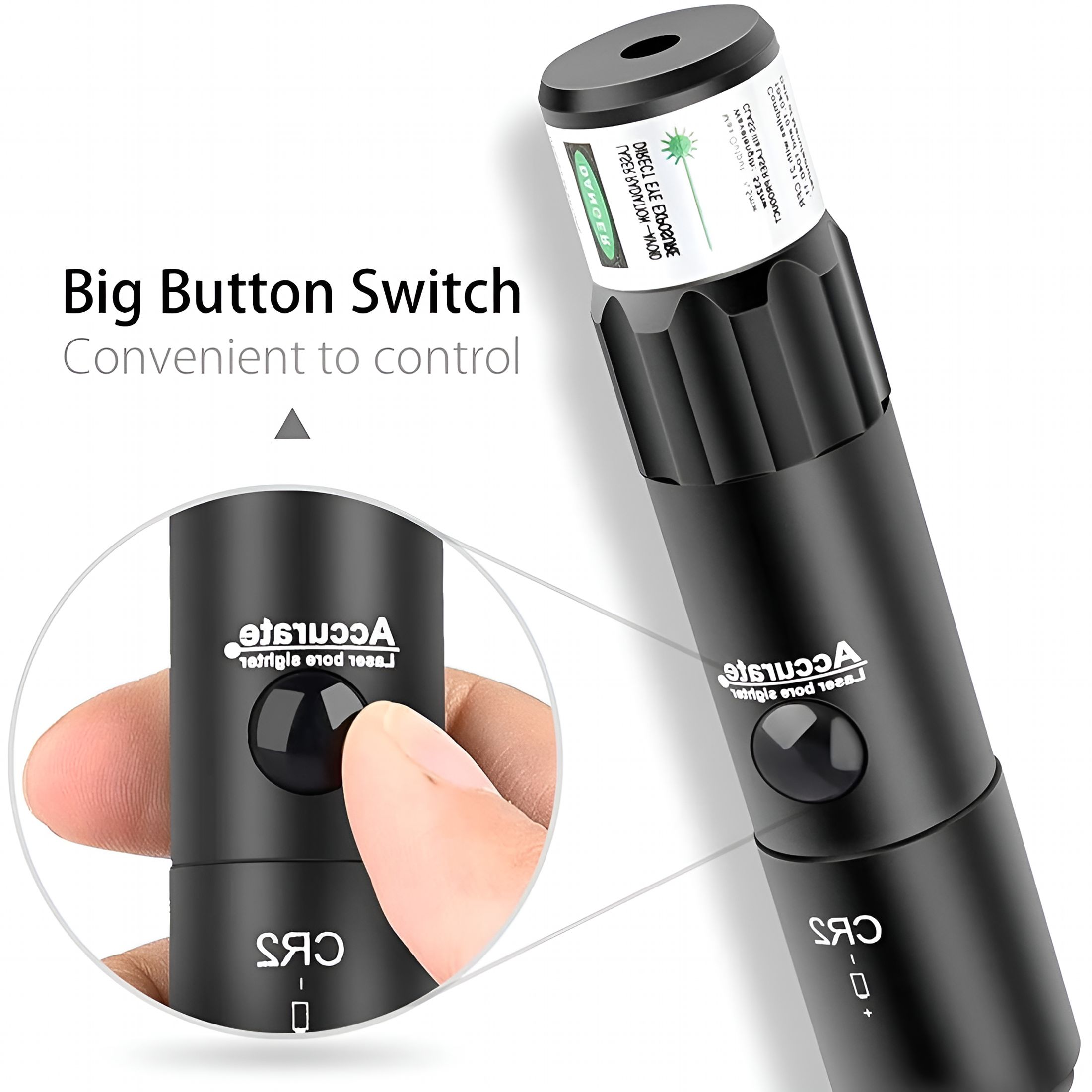 GJX Bore Sight Kit Green Sight BoreSighter with Big Button Switch for 0.177 to 0.50 Caliber with 9 Plastic Hard Joint Adapters