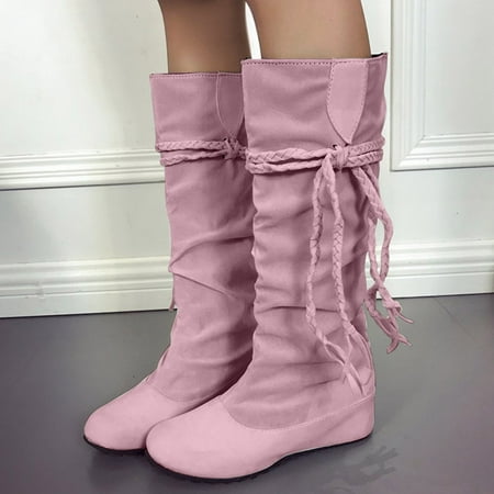 

TALKVE Boots Increased High Tassel Size Boots Fashion Inner Plus Toe Women s Boots Round women s boots