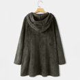thumbnail image 4 of Women Printed Button Plush Tops Hooded Loose Cardigan Wool Coat Winter Jacket, 4 of 9