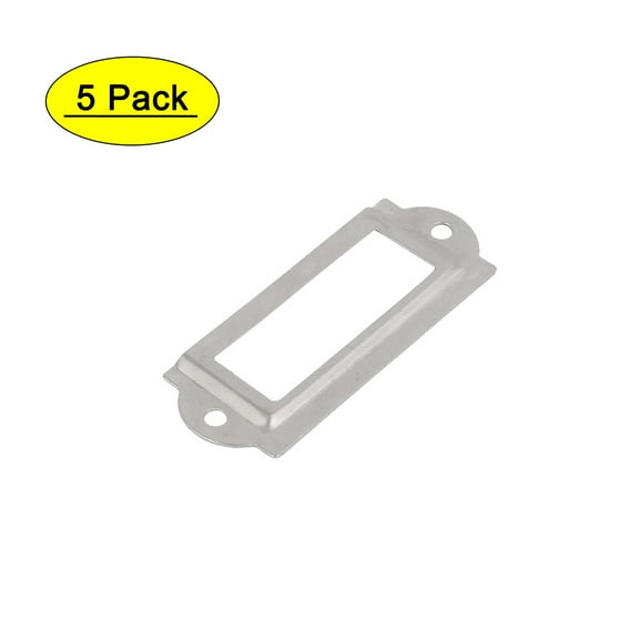 Unique Bargains Office File Drawer Label Tag Name Card Holder Silver Tone 5Pcs
