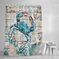 thumbnail image 3 of Shower Curtains for Bathroom, Teal Crab Coastal Waterproof Fabric Shower Curtain, Summer Beach Nautical Starfish Retro Decorative Bathroom Curtain for Bathtub, 66"x72", No Hooks Included, 3 of 9