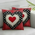 thumbnail image 2 of COMIO  Valentines Day Pillow Covers Set of 2, Plaid Red Polka Dots Heart Farmhouse Decorative Throw Pillowcases for Home Sofa Couch Cushion Decoration, 2 of 6