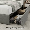 thumbnail image 4 of Honfach Full Bed Frame with 4 Storage Drawers, Upholstered Storage Bed with Charging Station, Wingback Storage Headboard, No Box Spring Needed,Light Gray, 4 of 8