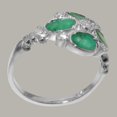 thumbnail image 3 of LBG British Made 9k White Gold Natural Diamond & Emerald Womens Statement Ring - 33 size options - Size 11.5, 3 of 6