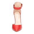 thumbnail image 2 of Dream Pairs Women's Ankle Strap Stilettos Pointed Toe High Heel Pumps Shoes OPPOINTED-ANKLE RED Size 8, 2 of 5