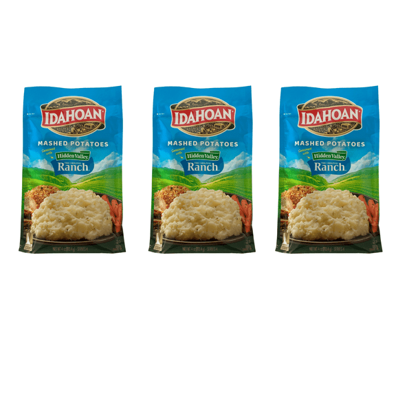 (3 pack) Idahoan Mashed Potatoes seasoned with Hidden Valley Original Ranch, 4 oz