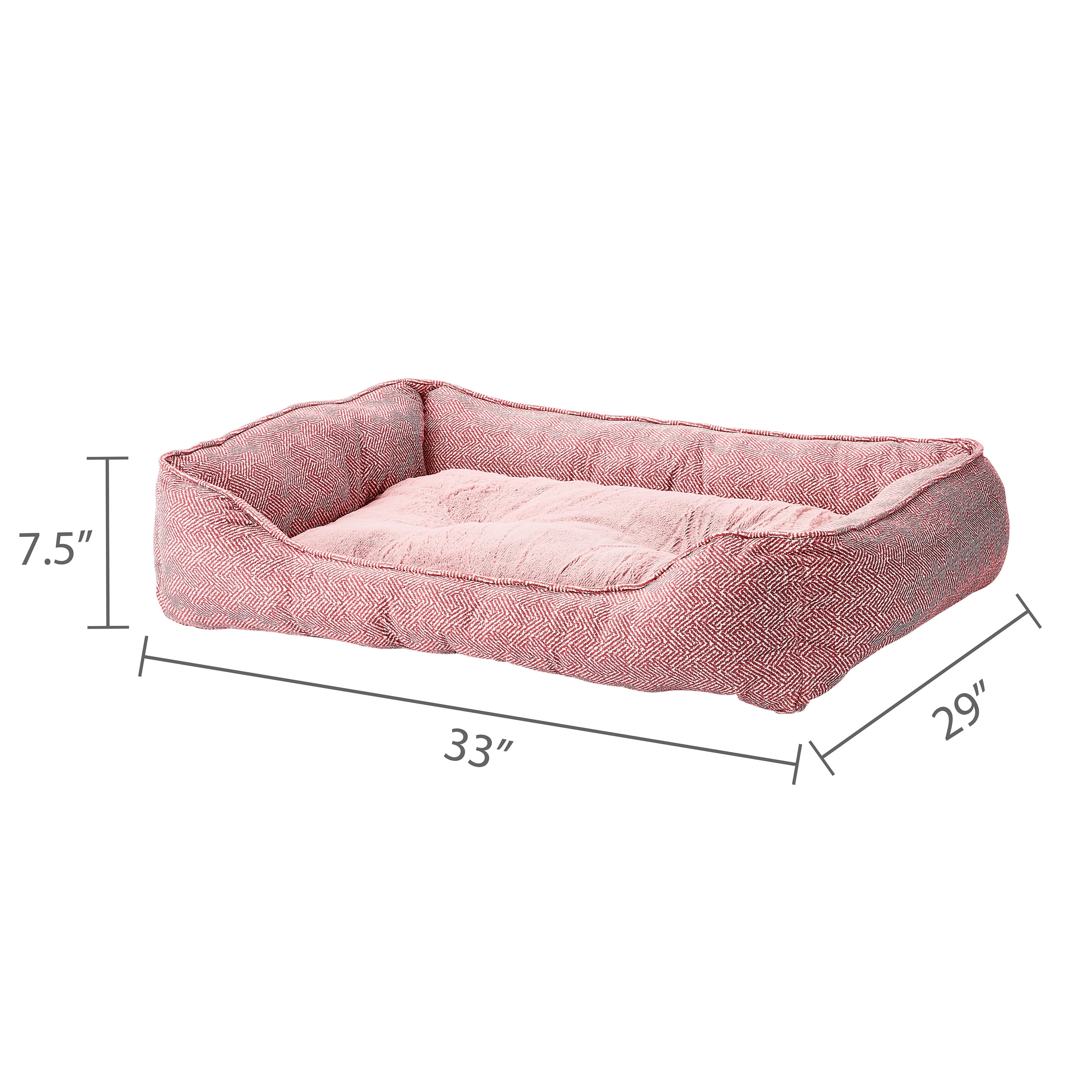 Vibrant Life Large Flannel Waffle Texture Bolster Cat or Dog Bed, Pink, 27" x 36"