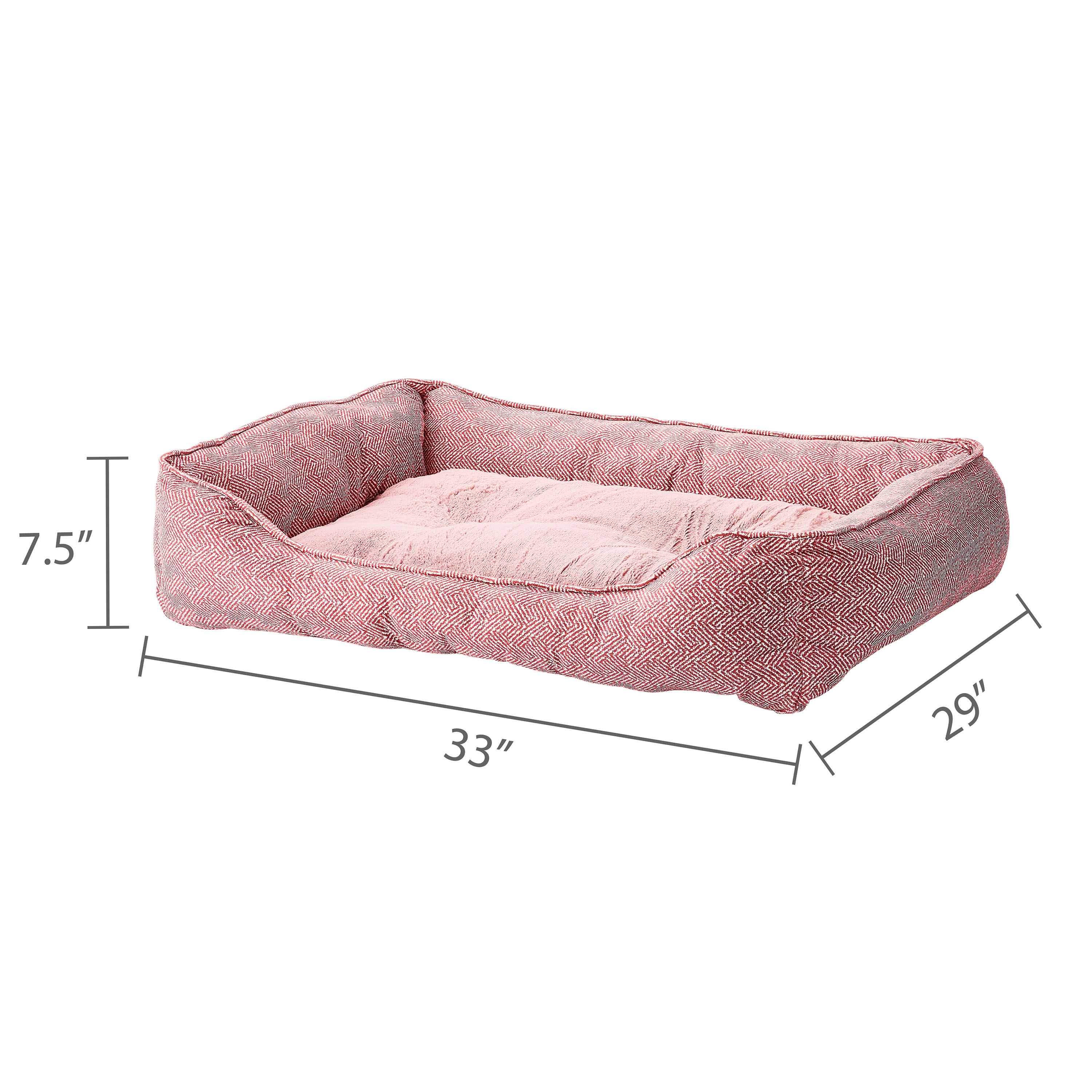Vibrant Life Large Flannel Waffle Texture Bolster Pet Bed, Pink, 27" x 36" photo 3
