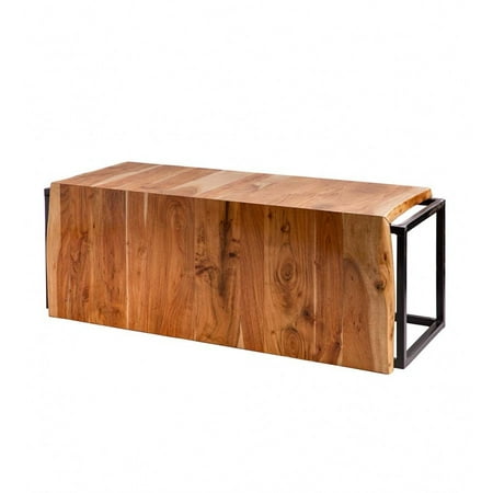 Plow & Hearth Live-Edge Acacia Wood Waterfall Bench