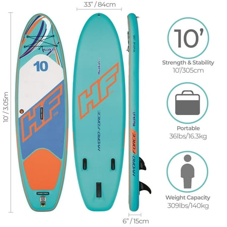 Hydro Force Huaka'i Tech 10 Foot Inflatable SUP Paddle Board with Pump (Best Way To Self Teach Guitar)