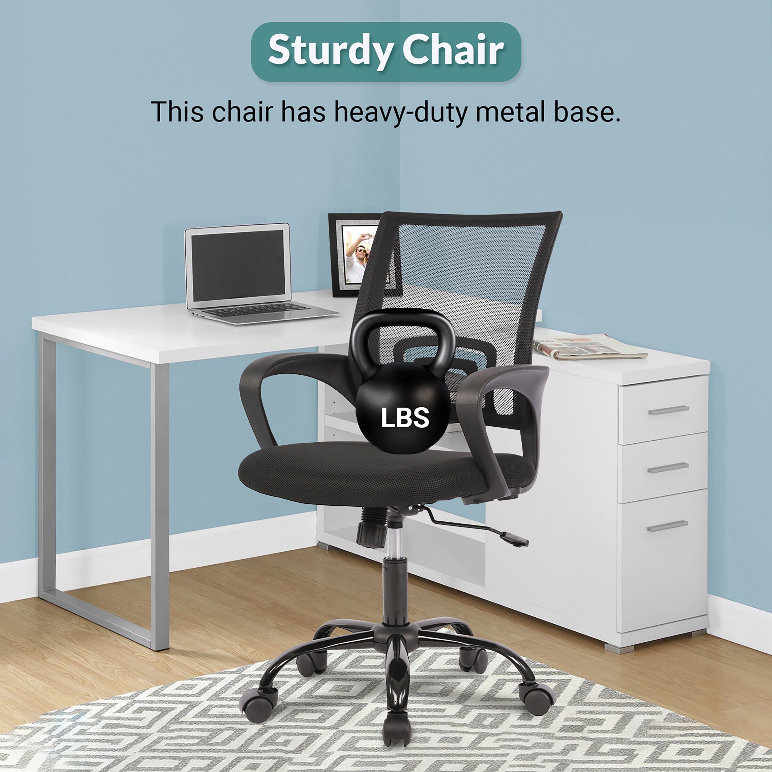 Lotto Breathable Ergonomic Black Mesh Swivel Office Chair with Lumbar Support