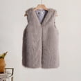 thumbnail image 2 of HAPIMO Women's Solid Color Soft Fleece Coat Winter Outfits Faux Fur Jackets Fashion Sleeveless Outwear Casual Wedding Party Vest Open Front Cardigans Fall Gray M, 2 of 5