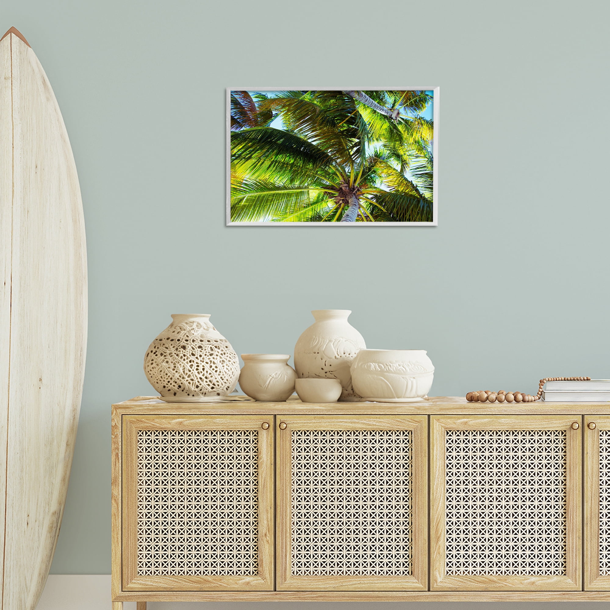 Stupell Industries Swaying Palm Leaves Botanical & Floral Photography White Framed Art Print Wall Art, 24 x 16