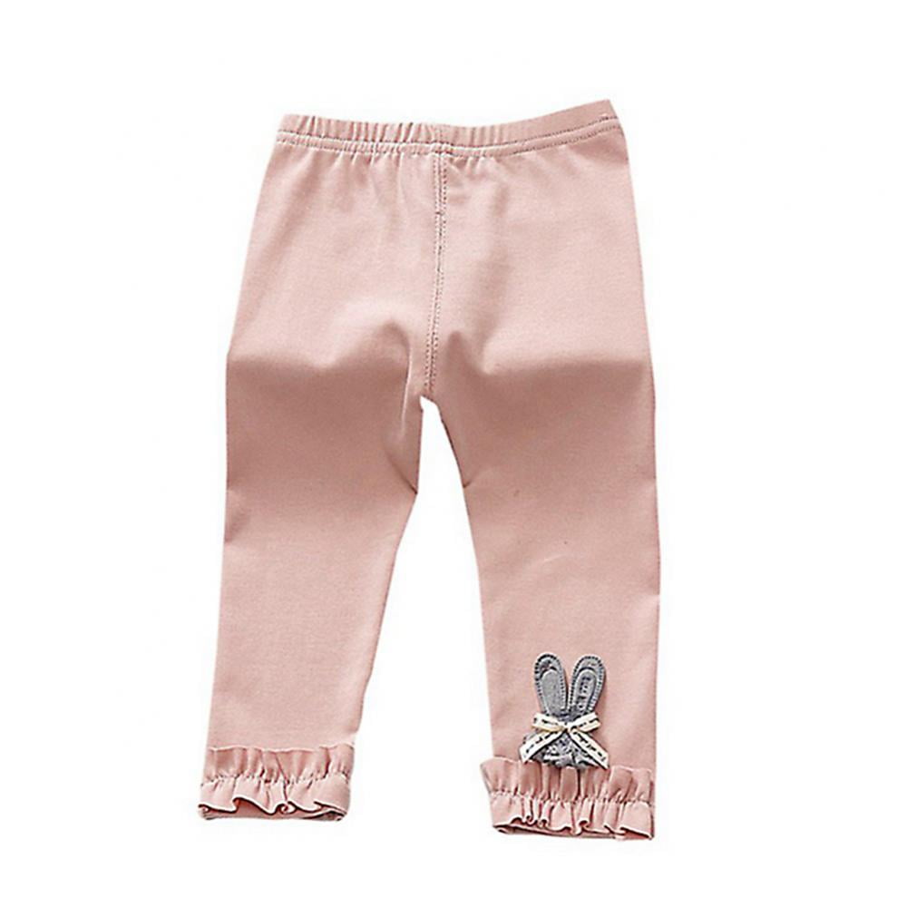 La Vogue Little Girls Seamless Soft Cotton Knit Pants Solid Color Long Ruffle Leggings